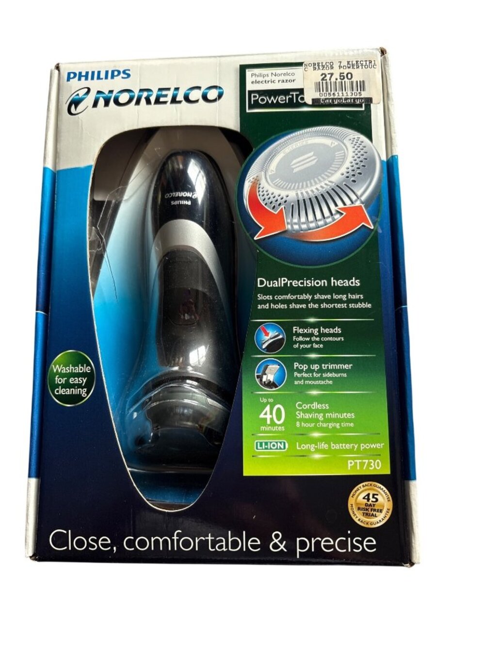 Philips Norelco PowerTouch PT730 Electric Razor DualPrecision Heads Cordless